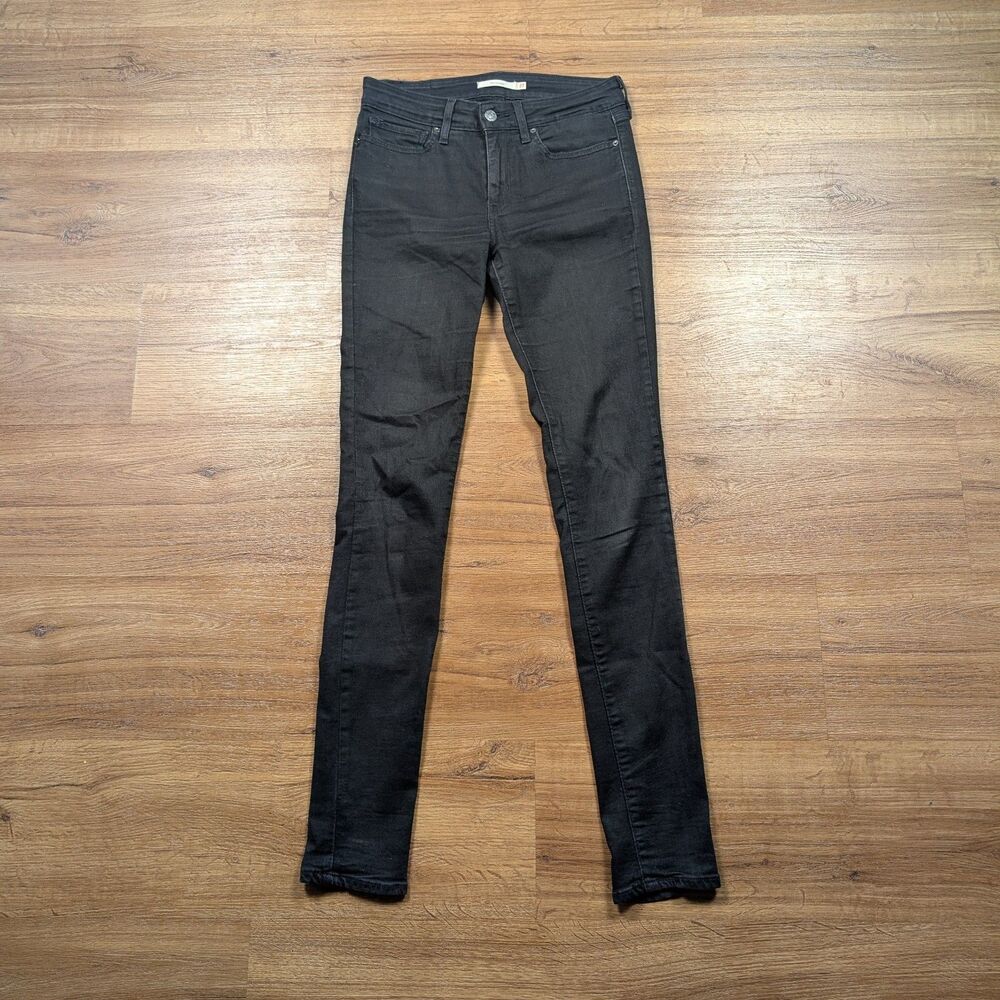 Levis 711 Skinny Jeans Womens Sz 27x31 Black Mid Rise Straight Denim Stretch